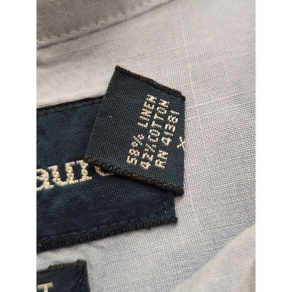 Polo ralph lauren Linen blend 3XLT TALL Blue Mens button up shirt Pink Pony SS - Picture 5 of 10